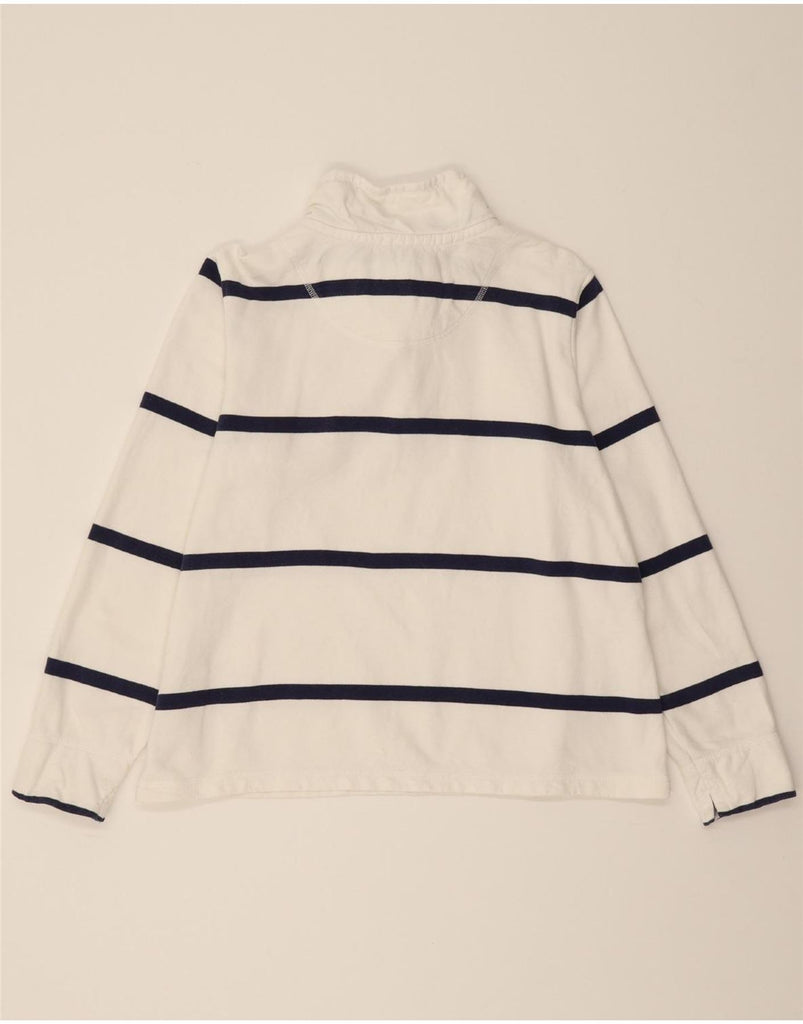 CREW CLOTHING Womens Sweatshirt Jumper UK 12 Medium  White Striped Vintage Crew Clothing and Second-Hand Crew Clothing from Messina Hembry 