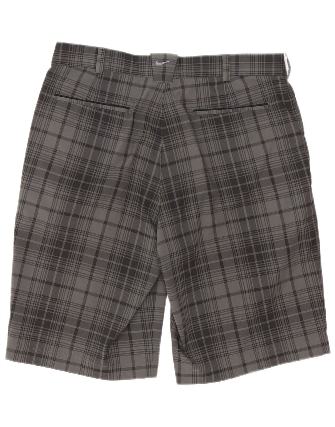 Nike Mens Dri Fit Chino Shorts W32 Medium Grey Check Polyester