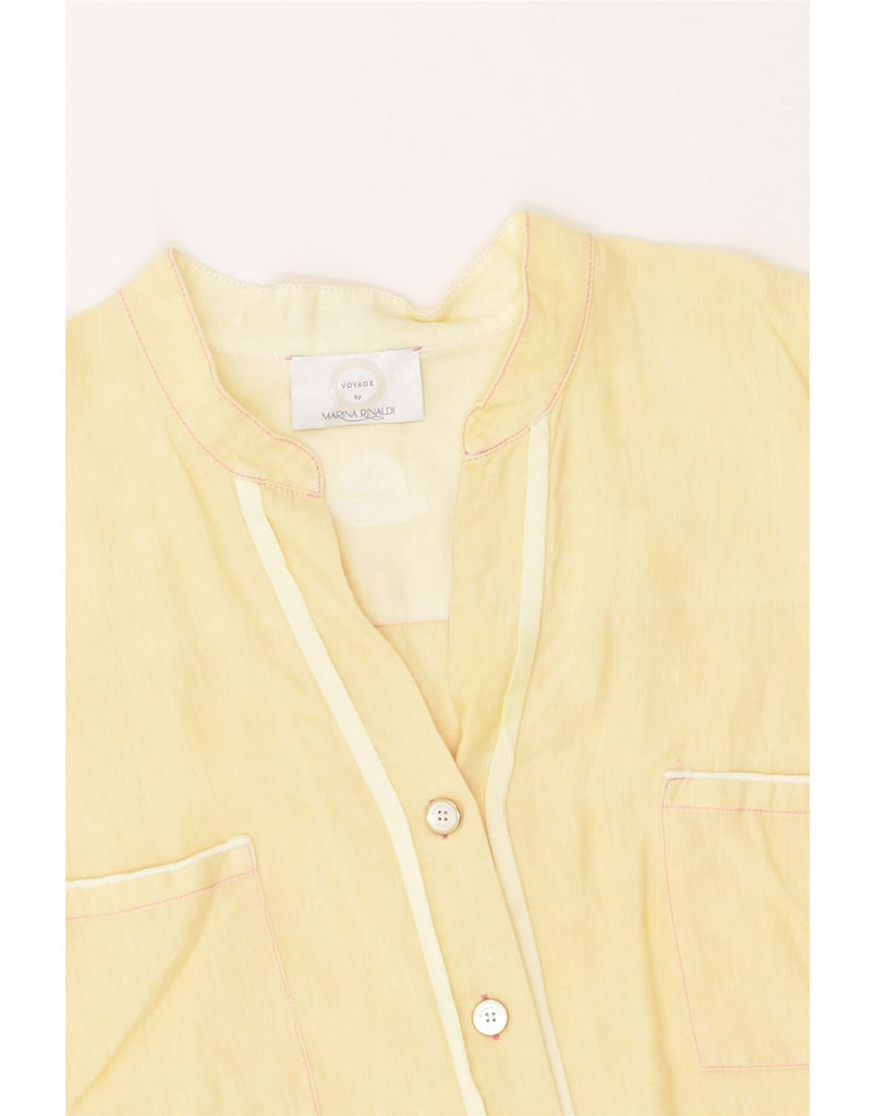 MARINA RINALDI Womens Shirt Blouse UK 18 XL Yellow Linen | Vintage Marina Rinaldi | Thrift | Second-Hand Marina Rinaldi | Used Clothing | Messina Hembry 