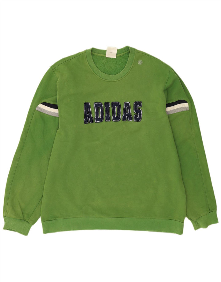 ADIDAS Mens Graphic Sweatshirt Jumper Large Green Cotton