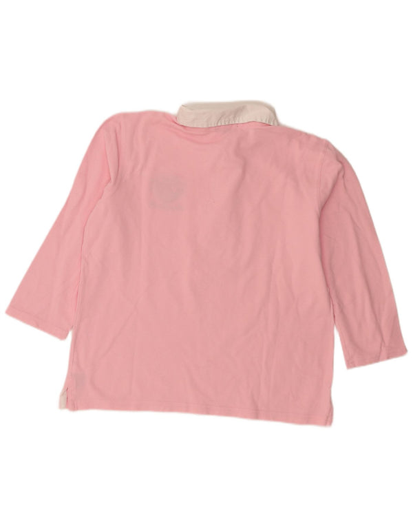Ralph Lauren Womens Graphic Rugby Polo Shirt UK 16 Large Pink Colourblock