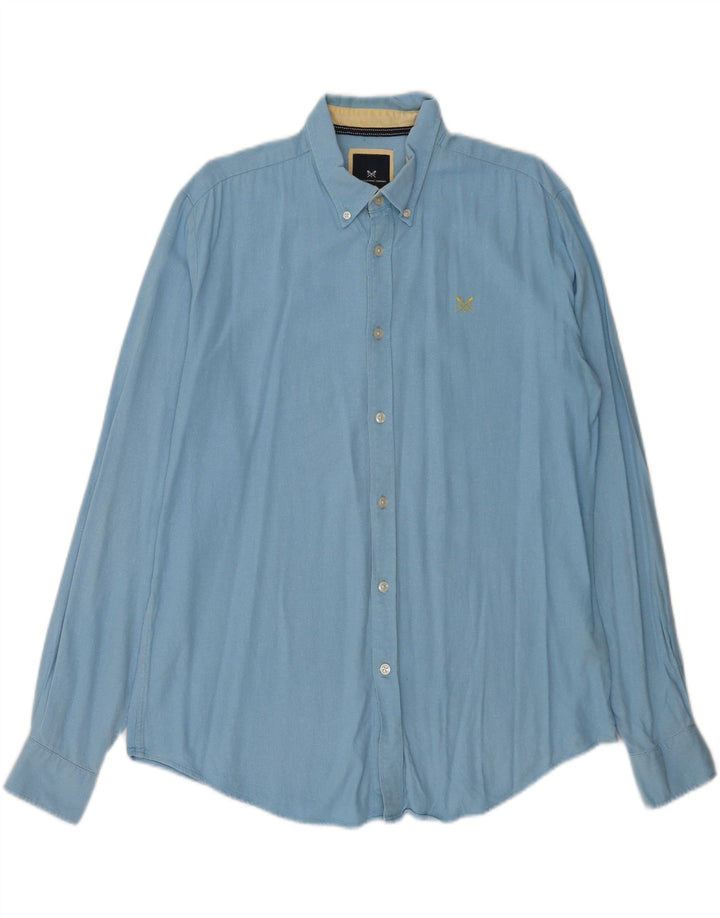 CREW CLOTHING Mens Shirt Large Blue Linen