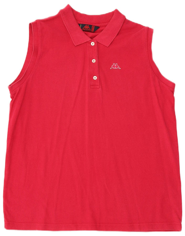 Kappa Womens Sleeveless Polo Shirt UK 20 2XL Red Cotton