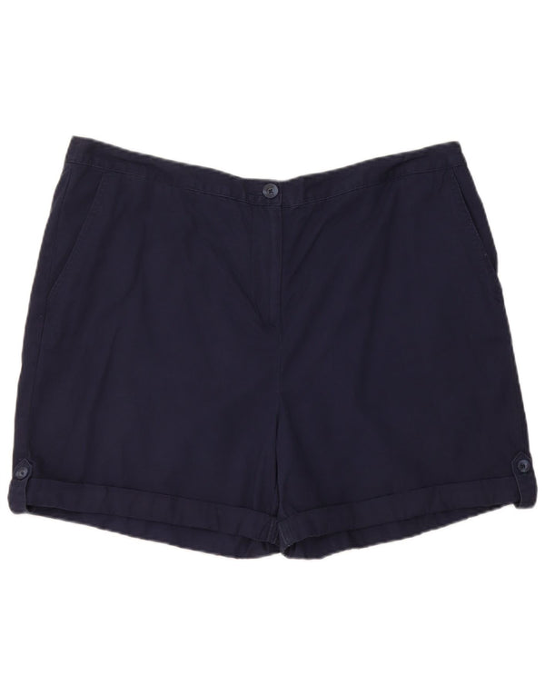Marks & Spencer Womens Chino Shorts UK 18 XL W36 Navy Blue Cotton