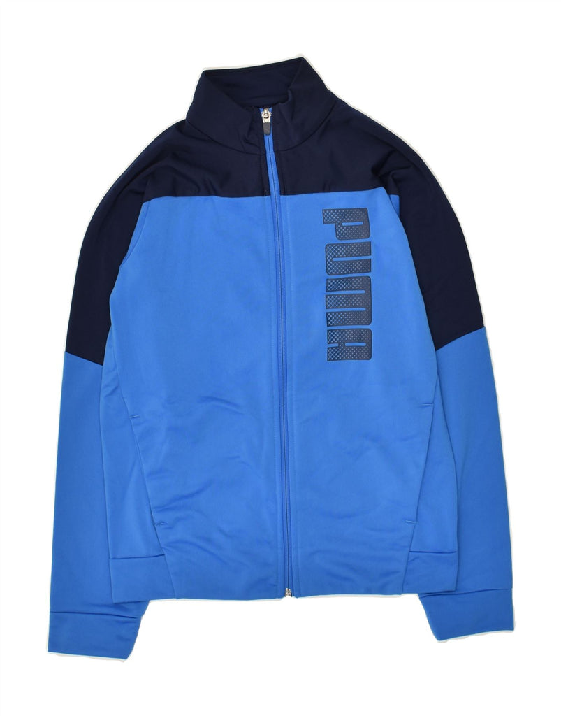 PUMA Boys Graphic Tracksuit Top Jacket 11-12 Years Blue Colourblock | Vintage Puma | Thrift | Second-Hand Puma | Used Clothing | Messina Hembry 