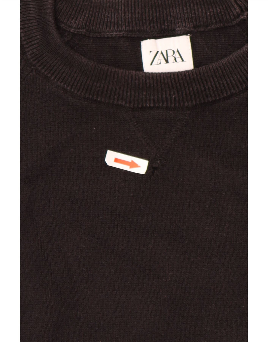 ZARA Mens Crew Neck Jumper Sweater Medium Brown Cotton