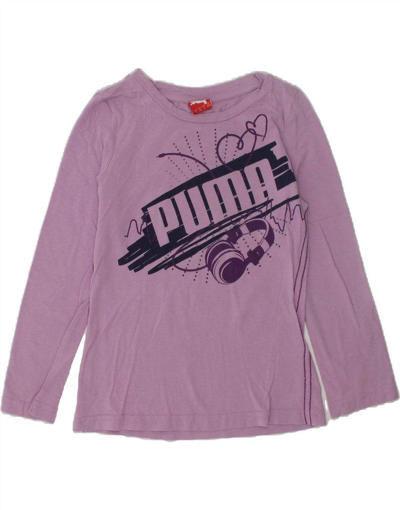 PUMA Girls Graphic Top Long Sleeve 7-8 Years Small Purple | Vintage Puma | Thrift | Second-Hand Puma | Used Clothing | Messina Hembry 