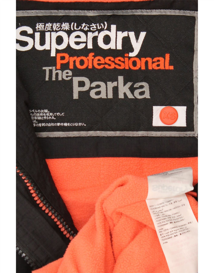 Superdry Womens Hooded Parka Jacket UK 6 XS Black Polyester