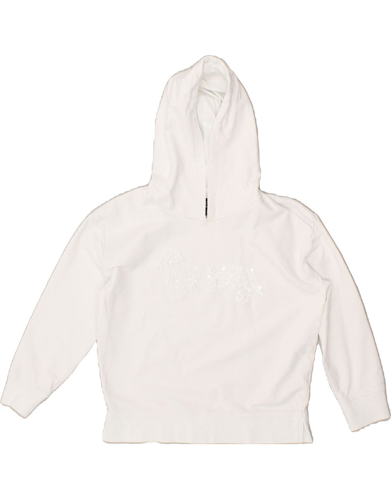 HARMONT & BLAINE Girls Graphic Hoodie Jumper 7-8 Years White Cotton | Vintage Harmont & Blaine | Thrift | Second-Hand Harmont & Blaine | Used Clothing | Messina Hembry 