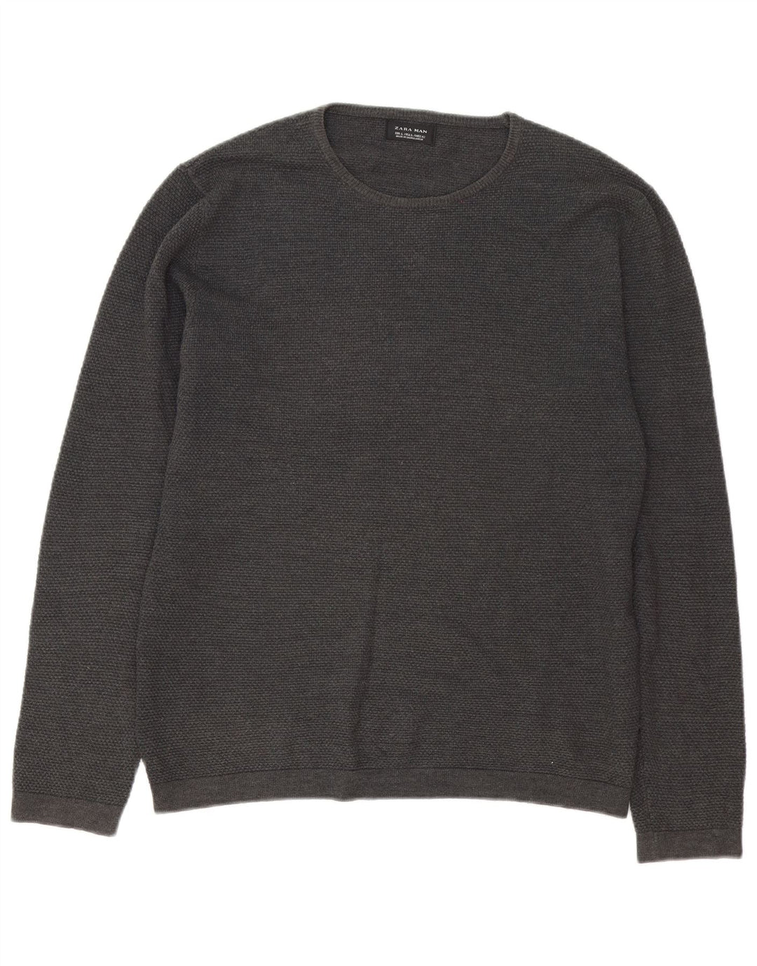 Zara Mens Crew Neck Jumper Sweater Large Grey