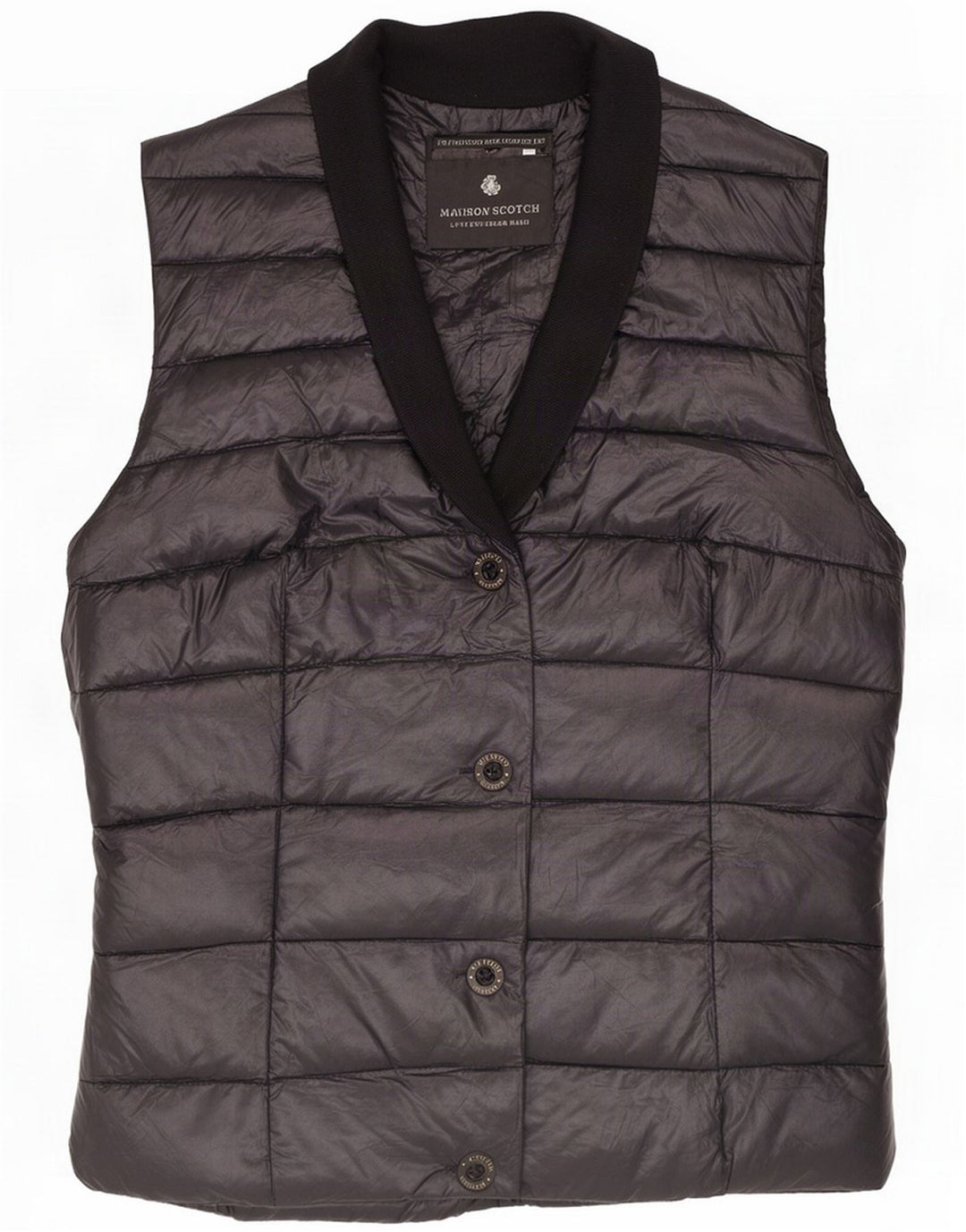 Maison Scotch Womens Perfect Fit Padded Gilet Size 2 Medium Black