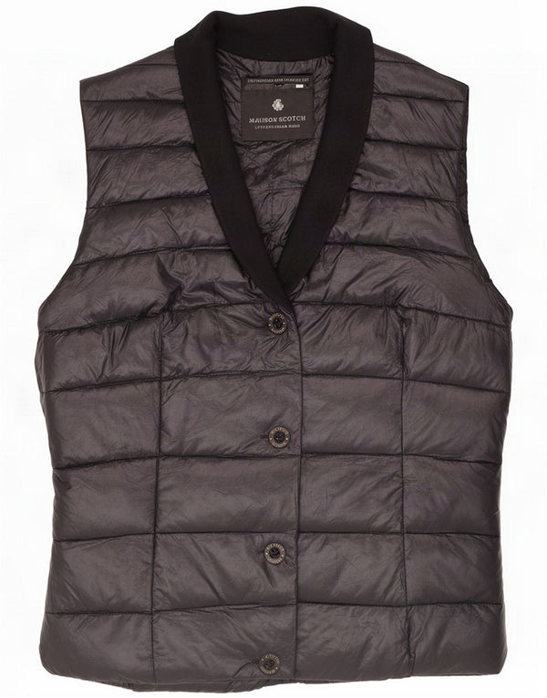 Maison Scotch Womens Perfect Fit Padded Gilet Size 2 Medium Black