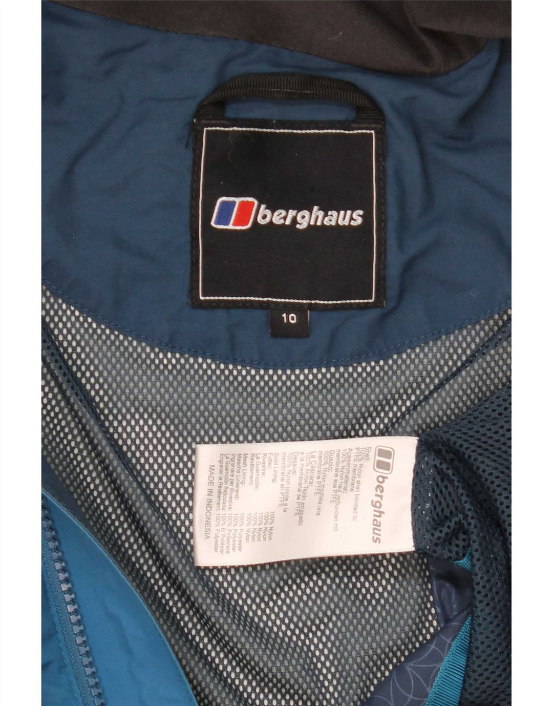 Berghaus Womens Hooded Oversized Rain Jacket UK 10 Small Blue Colourblock