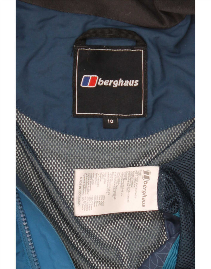 Berghaus Womens Hooded Oversized Rain Jacket UK 10 Small Blue Colourblock