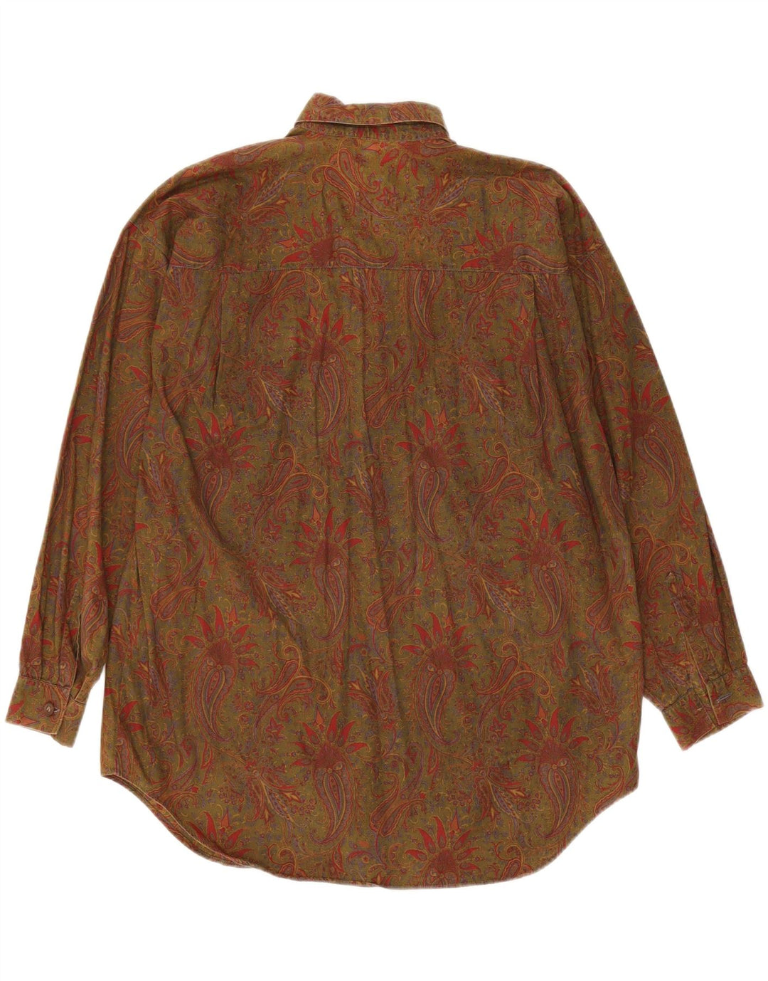 Calbros Womens Oversized Pullover Shirt IT 44 Medium Khaki Paisley Cotton
