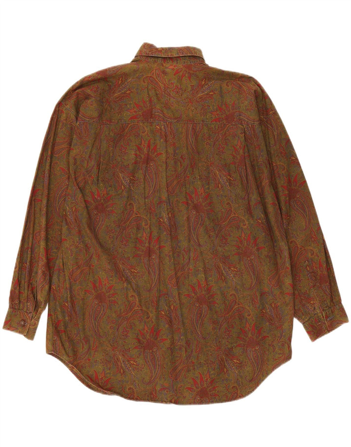 Calbros Womens Oversized Pullover Shirt IT 44 Medium Khaki Paisley Cotton