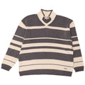 Levi's Mens V-Neck Jumper Sweater XL Grey Striped Cotton