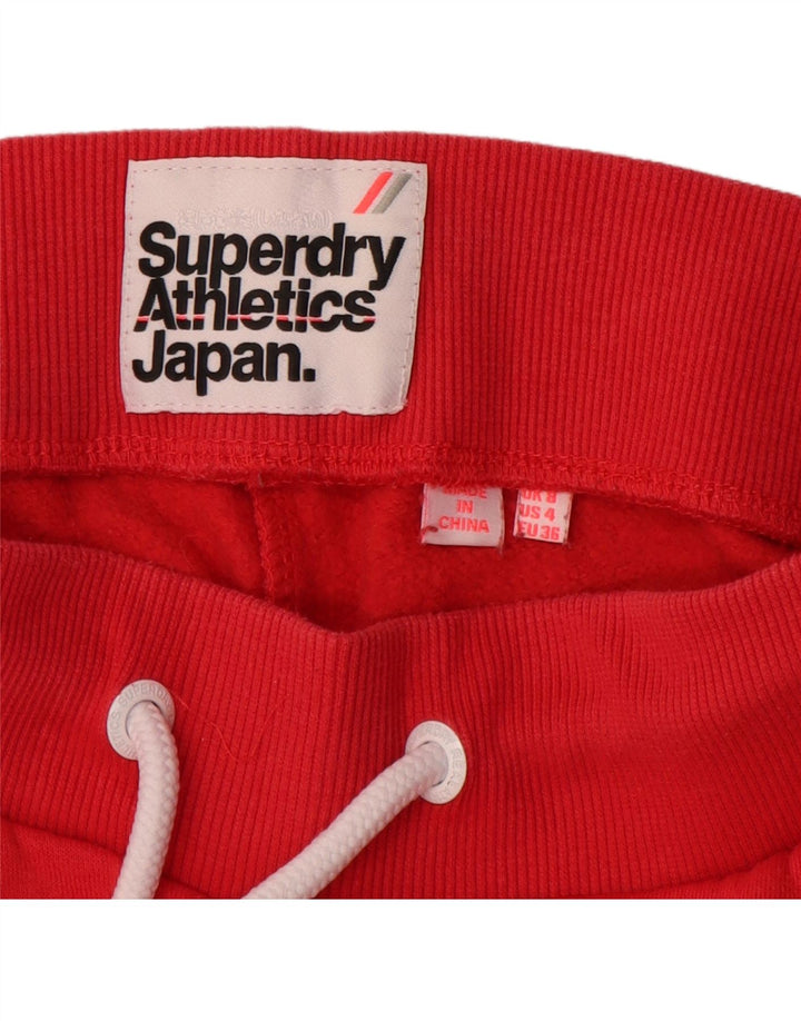 Superdry Womens Tracksuit Trousers Joggers UK 8 Small  Red Cotton