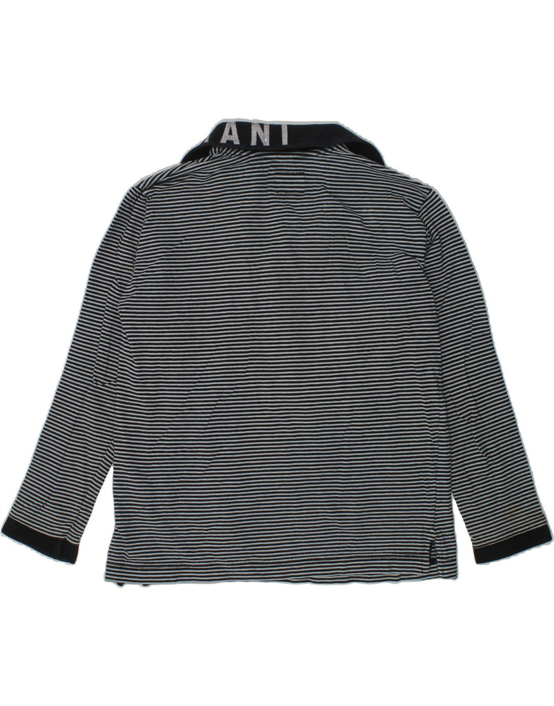 ARMANI JUNIOR Boys Long Sleeve Polo Shirt 6-7 Years Black Striped Cotton | Vintage Armani Junior | Thrift | Second-Hand Armani Junior | Used Clothing | Messina Hembry 