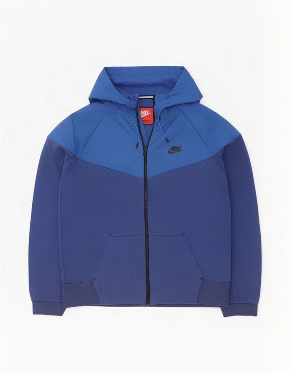 Nike Mens Zip Hoodie Sweater Medium Navy Blue Colourblock Cotton