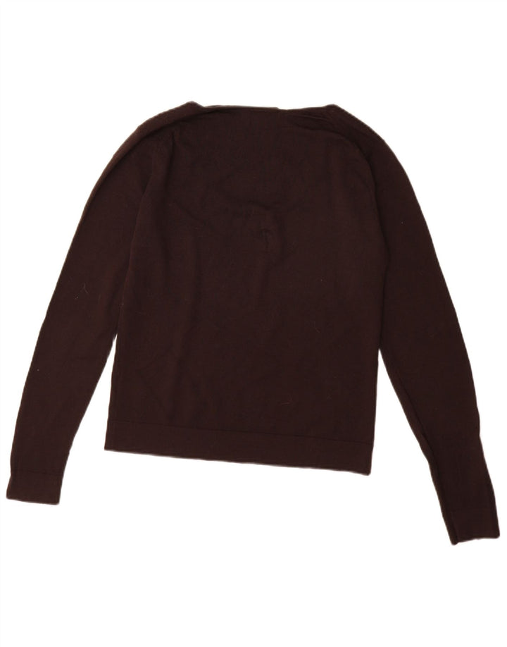 HOBBS Womens Boat Neck Jumper Sweater UK 12 Medium Brown New Wool
