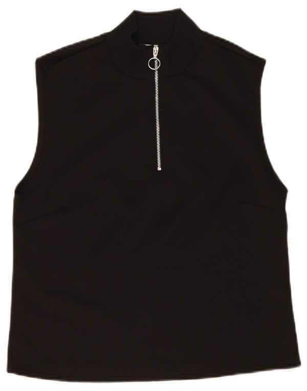 Zara Womens Crop Top UK 12 Medium Black Cotton