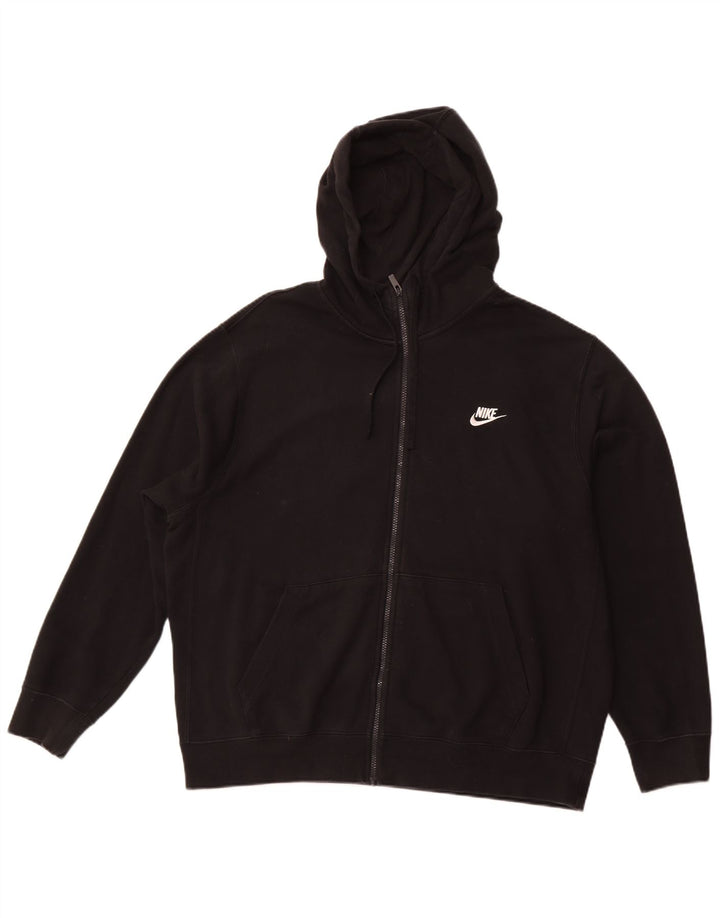 NIKE Mens Zip Hoodie Sweater XL Black Cotton