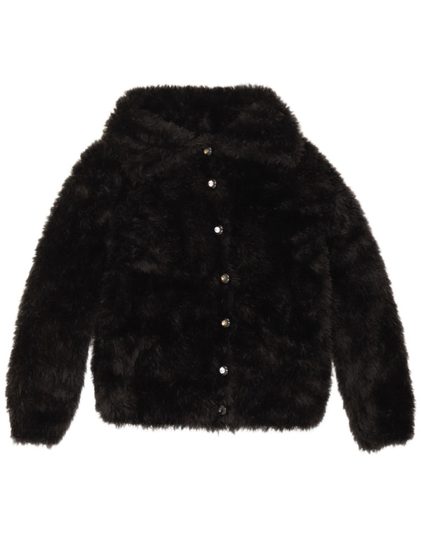 Vintage Womens Faux Fur Jacket UK 10 Small Black