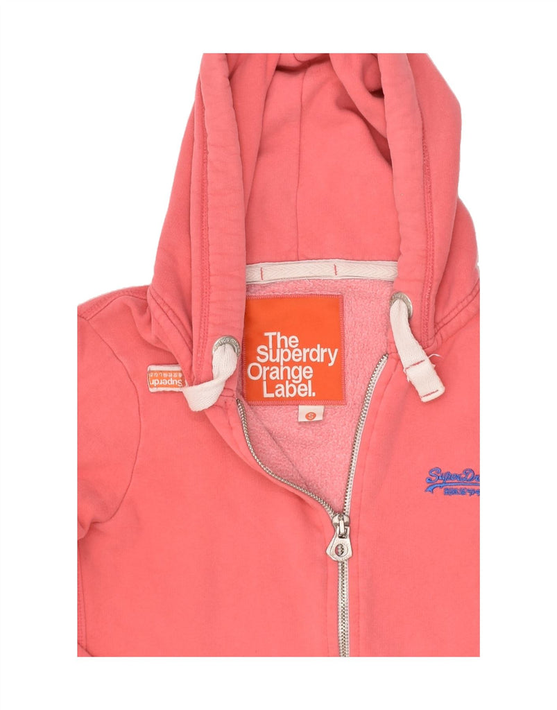 SUPERDRY Womens Graphic Zip Hoodie Sweater UK 10 Small Pink Cotton | Vintage Superdry | Thrift | Second-Hand Superdry | Used Clothing | Messina Hembry 