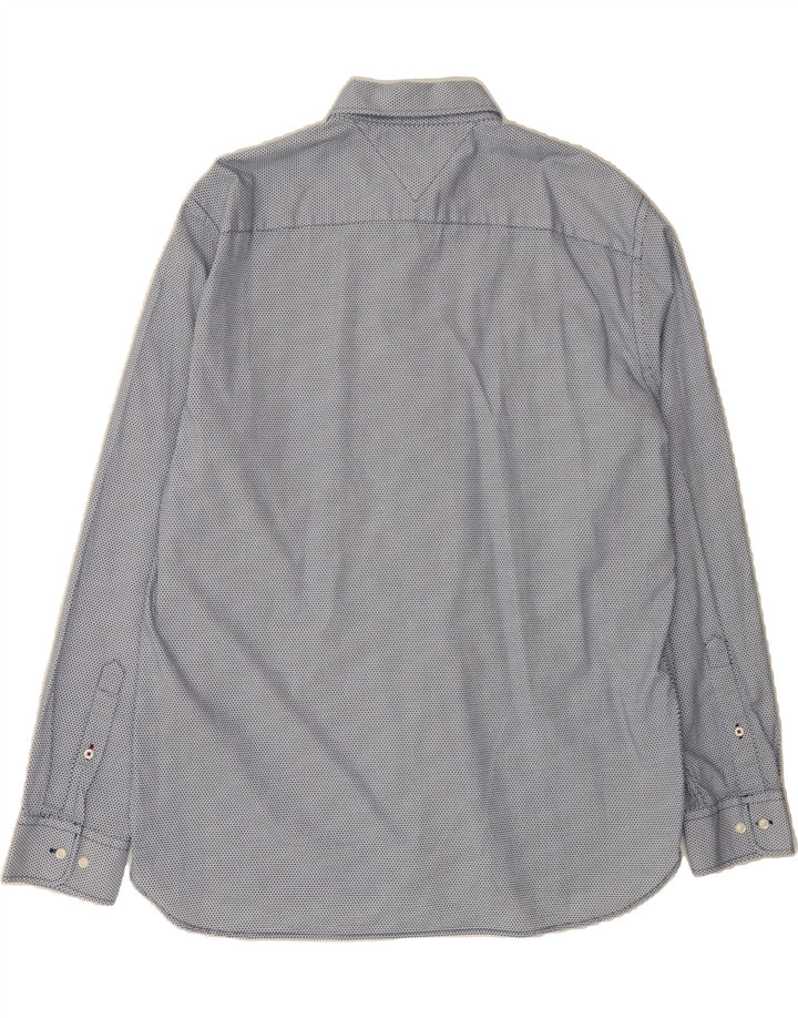 TOMMY HILFIGER Mens Regular Fit Shirt XL Navy Blue Spotted Cotton Vintage Tommy Hilfiger and Second-Hand Tommy Hilfiger from Messina Hembry 