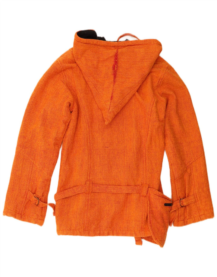 Coline Womens Hooded Bomber Jacket UK 12 Medium Orange Cotton