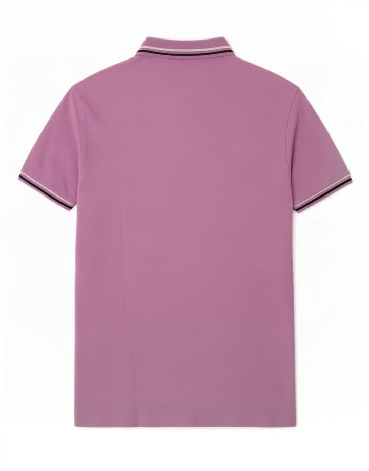 Lotto Mens Polo Shirt Medium Purple Striped Cotton