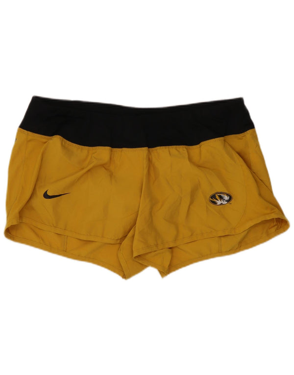 NIKE Womens Missouri Tigers Sport Shorts UK 16 Large  Yellow Colourblock