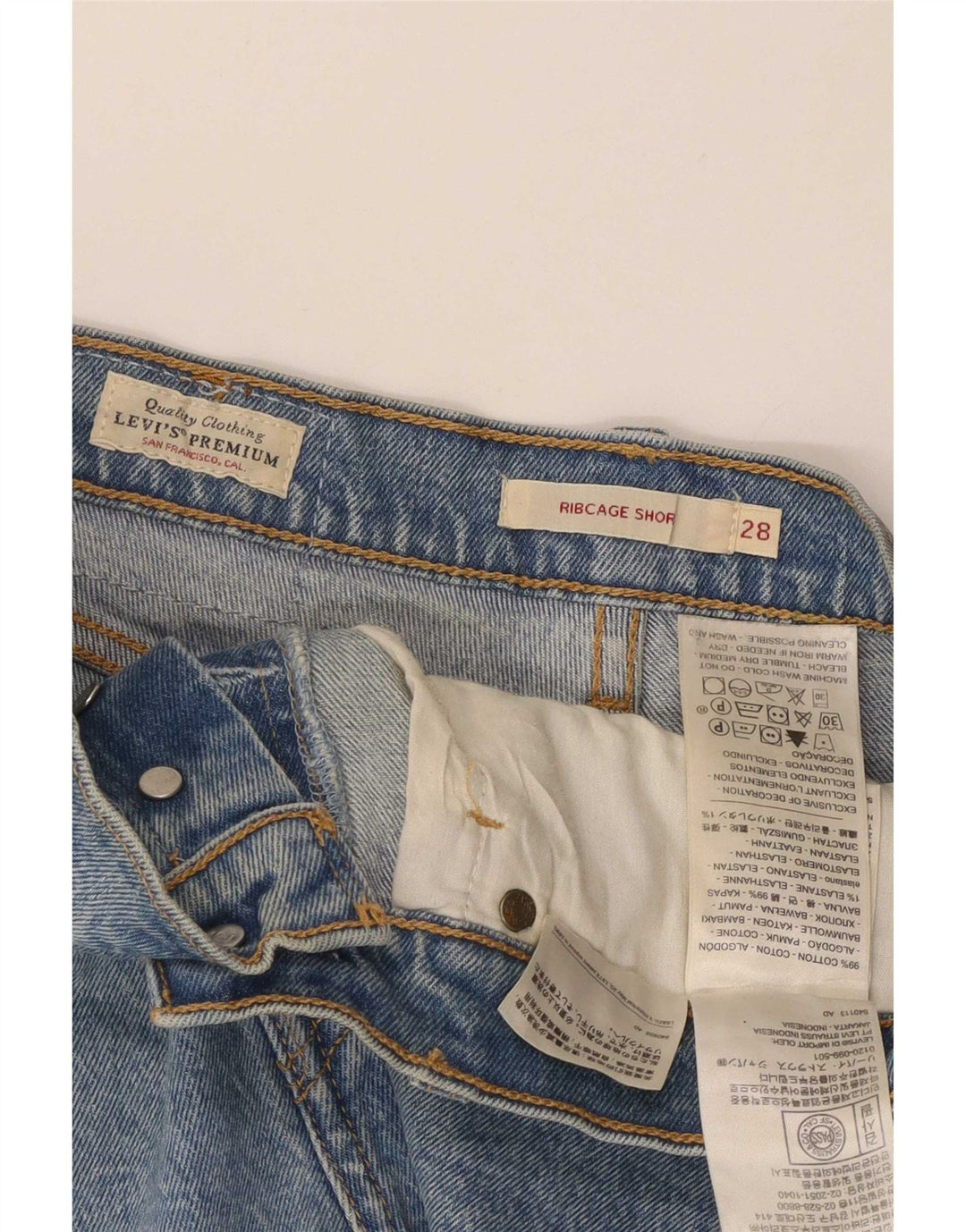 Levi's Womens Ribcage Denim Shorts Medium W28 Blue Cotton
