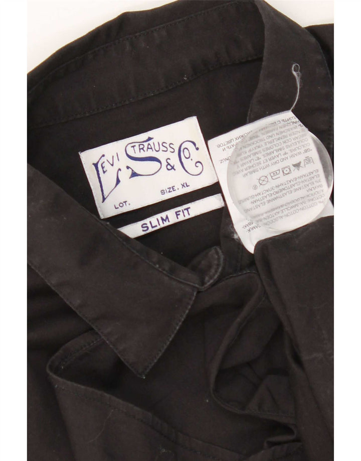 Levi's Mens Slim Fit Shirt XL Black Cotton