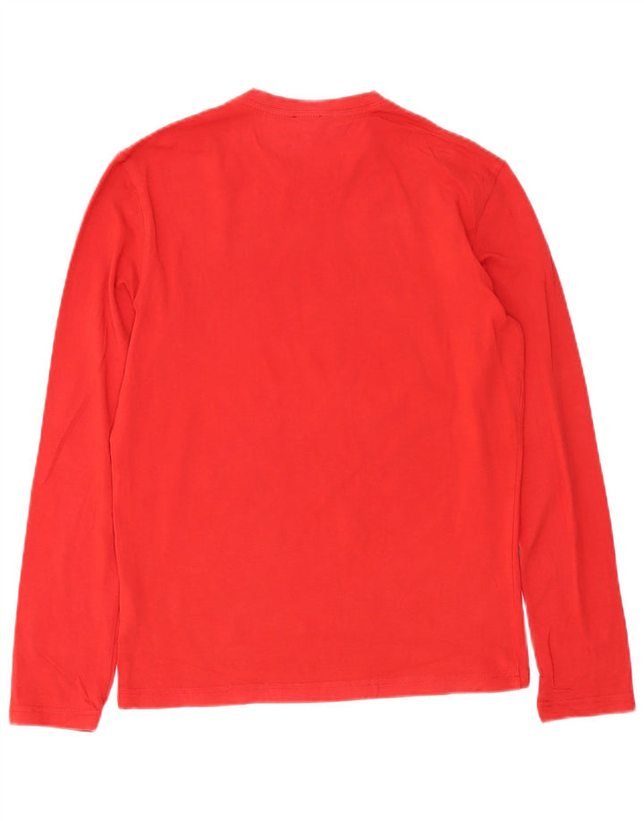CALVIN KLEIN JEANS Womens Top Long Sleeve UK 14 Medium Red Cotton