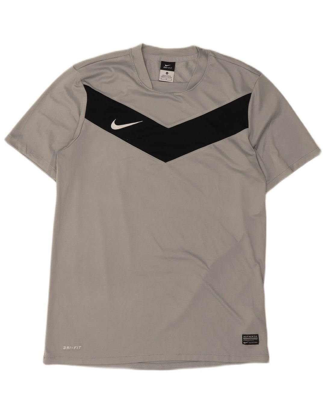 Nike Mens Dri Fit T-Shirt Top Medium Grey Colourblock Polyester