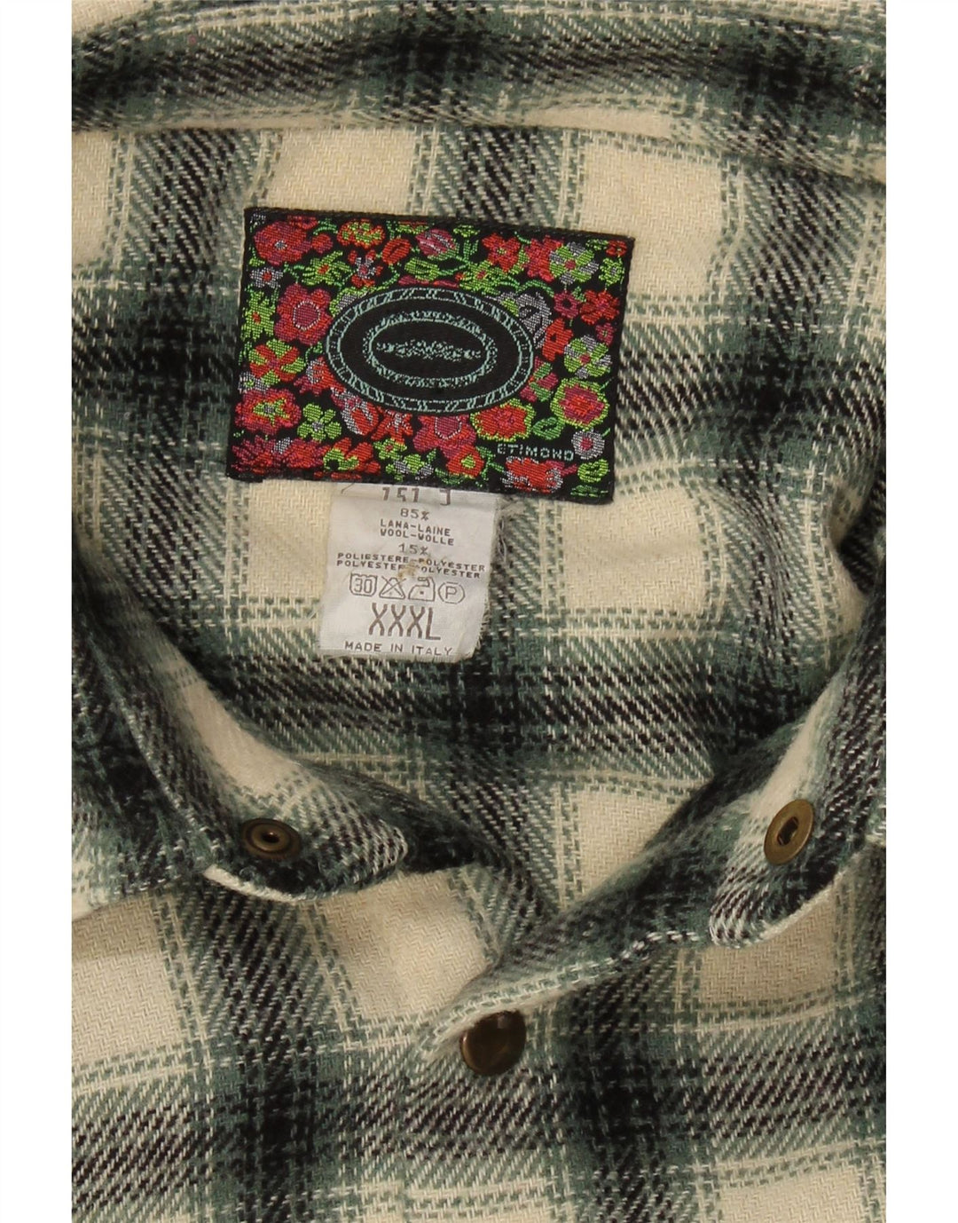 VINTAGE Mens Flannel Shirt 3XL Green Check Wool
