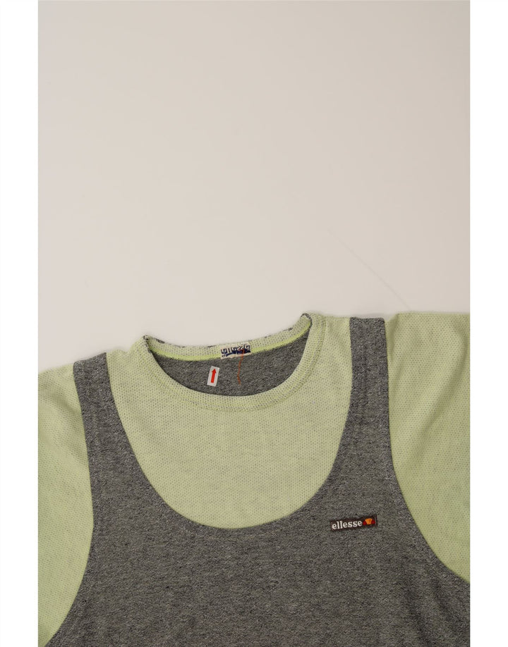 ELLESSE Womens Blouse Top UK 12 Medium Green Colourblock Vintage Ellesse and Second-Hand Ellesse from Messina Hembry 