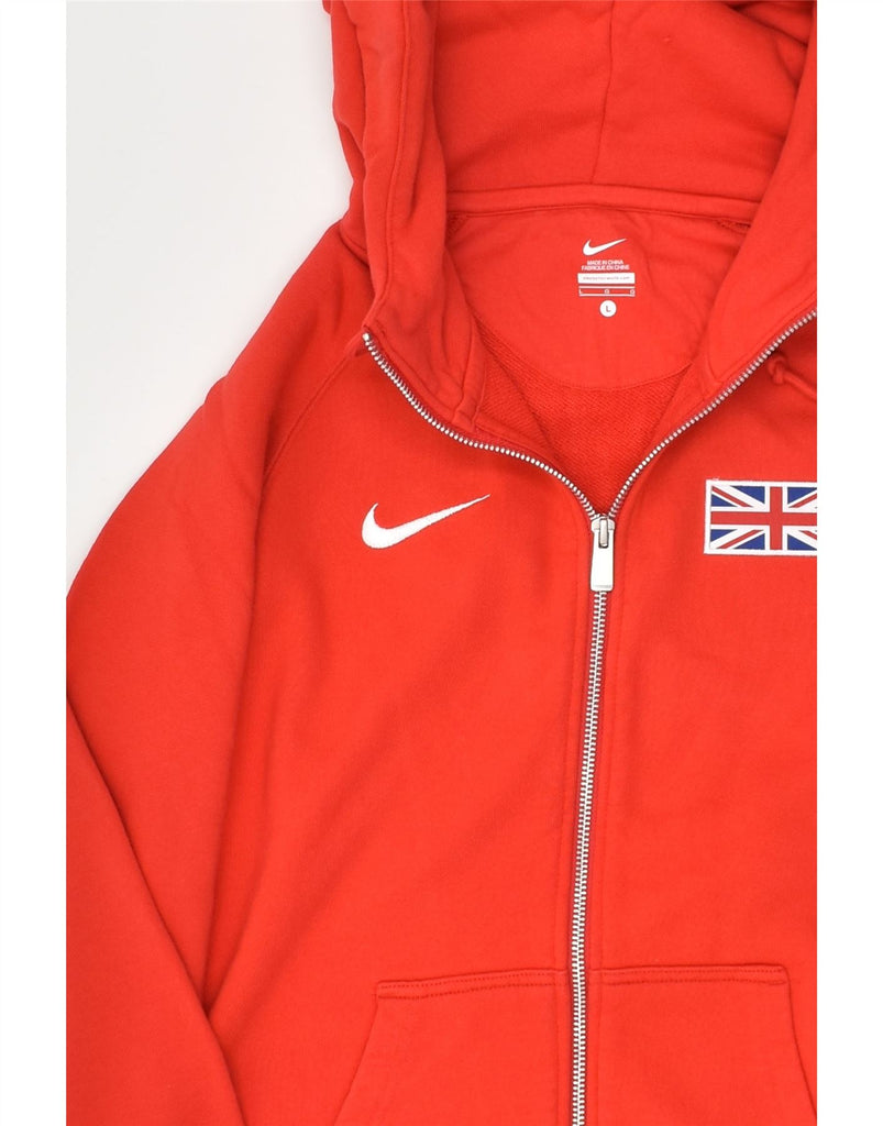 NIKE Womens Zip Hoodie Sweater UK 16 Large Red Cotton | Vintage Nike | Thrift | Second-Hand Nike | Used Clothing | Messina Hembry 