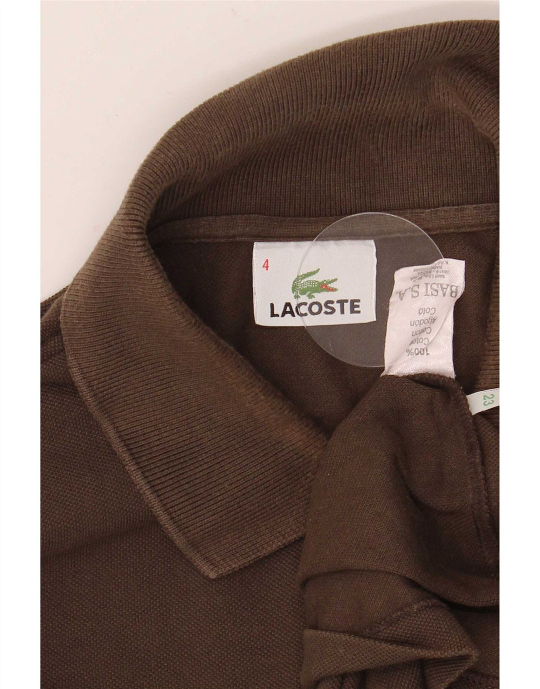 Lacoste Mens Long Sleeve Polo Shirt Size 4 Medium Brown Cotton