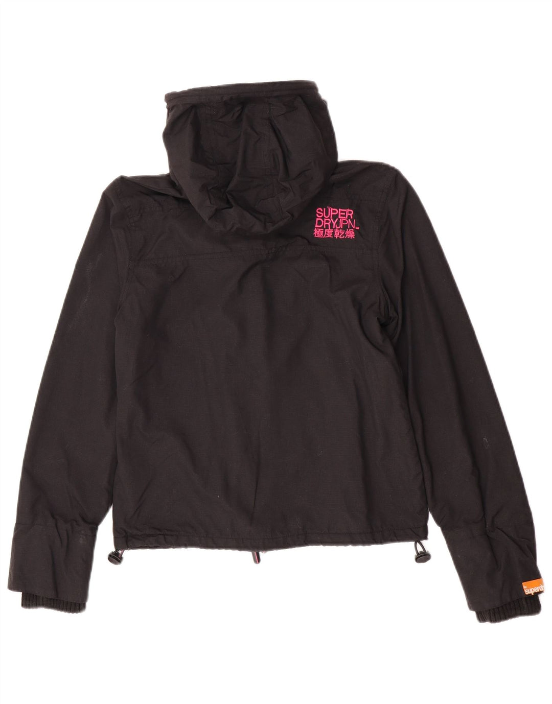Superdry Womens Hooded Windbreaker Jacket UK 10 Small Black Nylon