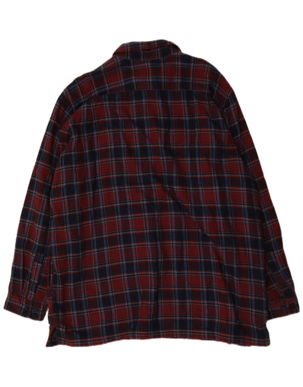 L.L.Bean Mens Tall Sherpa Flannel Shirt 2XL Burgundy Check Cotton