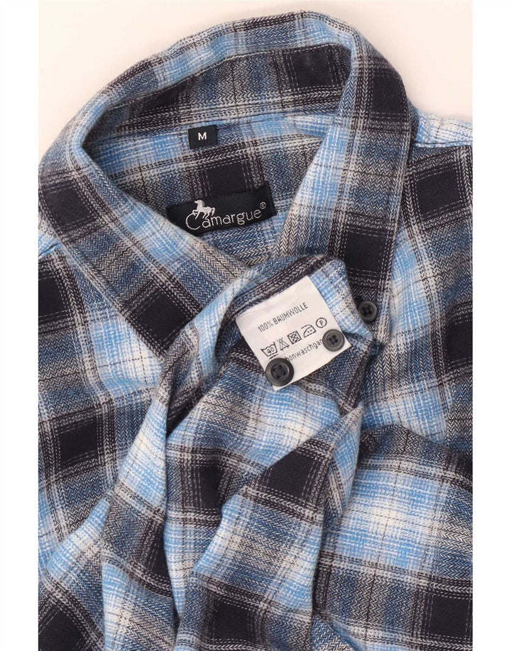 Camargue Mens Flannel Shirt Medium Blue Check Cotton