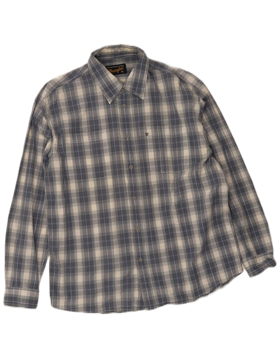 Wrangler Mens Shirt XL Blue Check Cotton