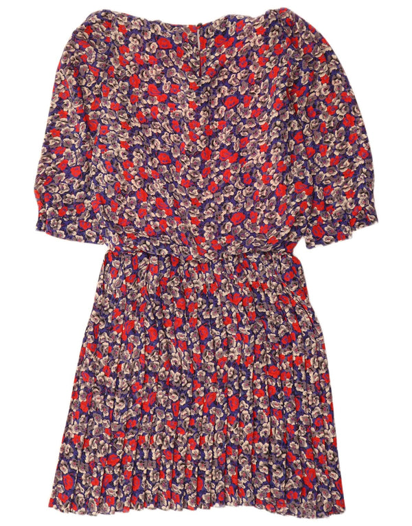 Vintage Womens 3/4 Sleeve Sheath Dress US 8 Medium Multicoloured Floral