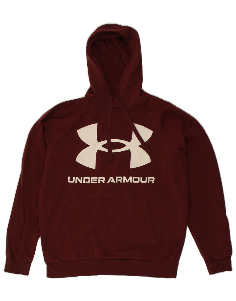 UNDER ARMOUR Mens Graphic Hoodie Jumper Medium Burgundy | Vintage Under Armour | Thrift | Second-Hand Under Armour | Used Clothing | Messina Hembry 