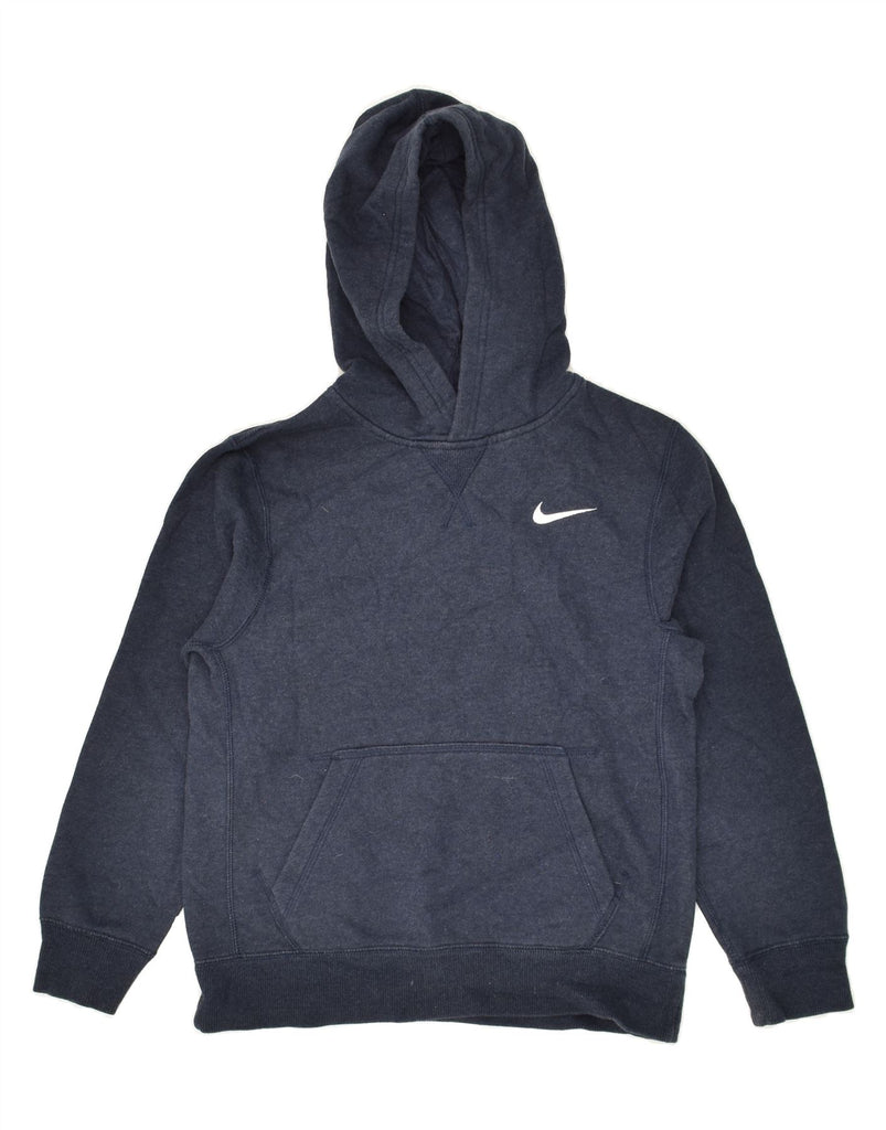 NIKE Boys Hoodie Jumper 10-11 Years Medium Navy Blue Cotton | Vintage Nike | Thrift | Second-Hand Nike | Used Clothing | Messina Hembry 