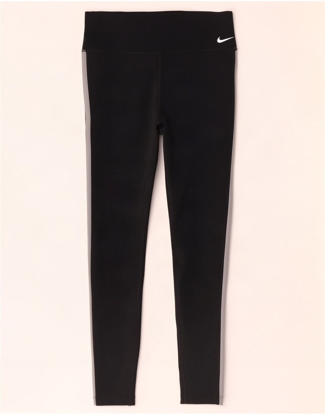 Nike Womens Dri Fit Graphic Leggings UK 14 Medium Black Colourblock