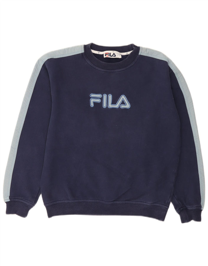 Fila Mens Graphic Sweatshirt Jumper IT 46/48 Small Navy Blue Colourblock